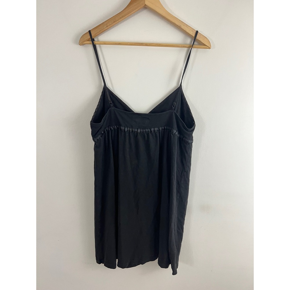 Aerie Babydoll Chemise Dress Size Large Black Satin Trim Bow Pockets - Picture 2 of 9